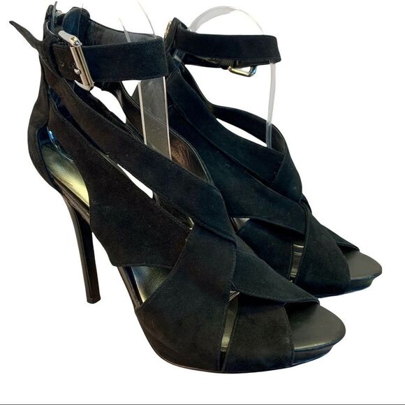 nwob BCBGirls Black strappy high heels size 8 - Picture 3 of 7